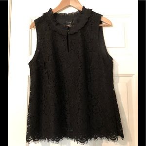 NWT J. Crew Black Lace Top- XS